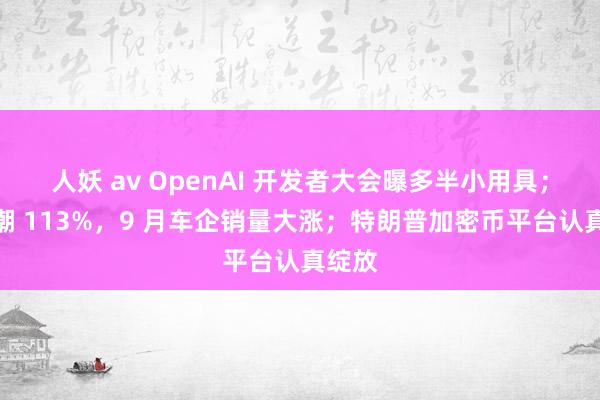 人妖 av OpenAI 开发者大会曝多半小用具；最高潮 113%，9 月车企销量大涨；特朗普加密币平台认真绽放