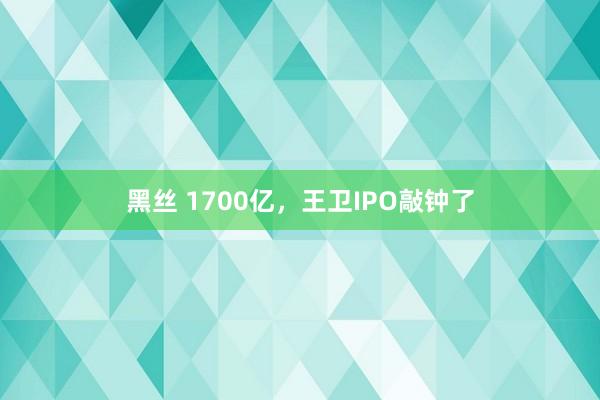 黑丝 1700亿，王卫IPO敲钟了