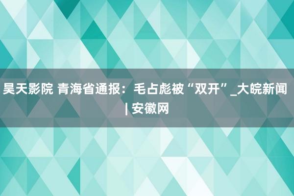 昊天影院 青海省通报：毛占彪被“双开”_大皖新闻 | 安徽网